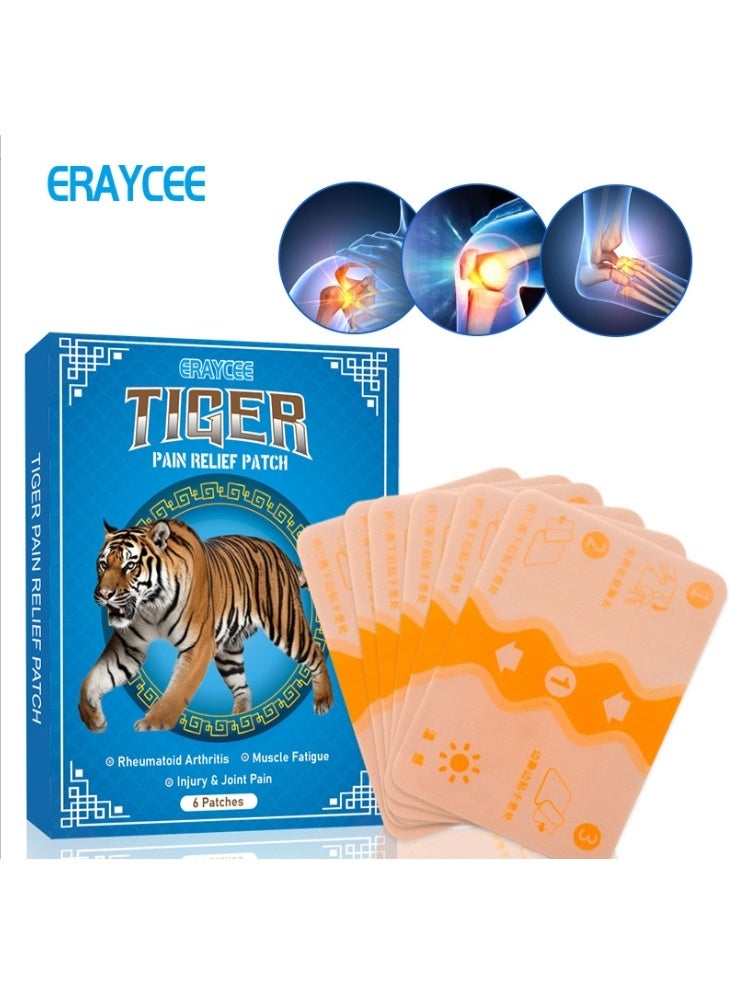 ERAYCEE Tiger Pain Relief Patch Pain Relief Plaster, Arthritis Pain Relief Plaster Chinese Medical Back Muscle Patch for Arthritis & Knee Joints Back Pain 6 Patches Per Box - Image 1